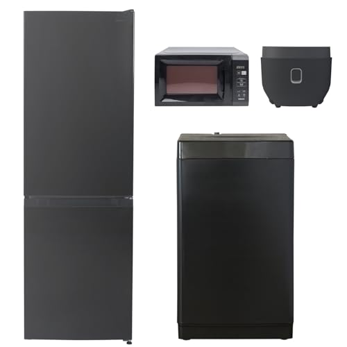 【新生活4点セット】 [山善] 冷蔵庫 150L & 洗濯機 6kg & 電子レンジ 17L & 炊飯器 5.5合 家電セット 新生活セット 新生活 新生活家電セット 一人暮らし コンパクト ブラック